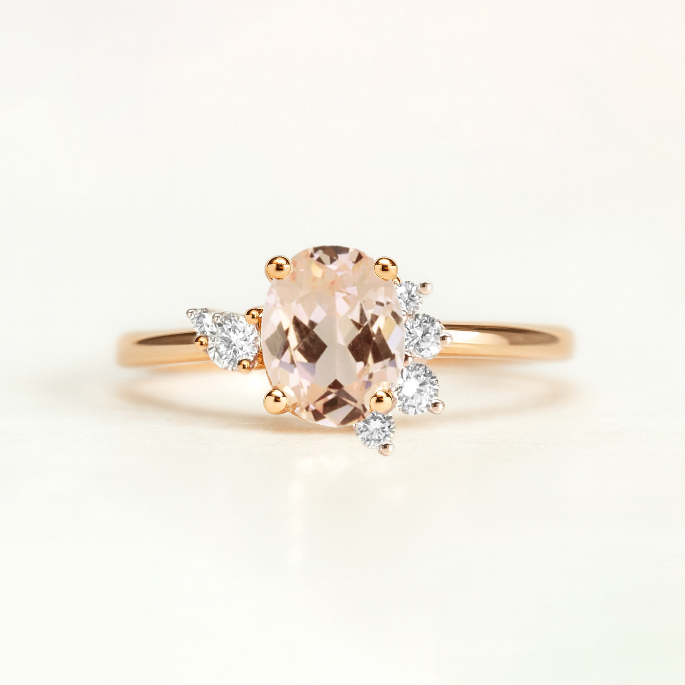 14K Rose Gold Morganite & Diamond Ring