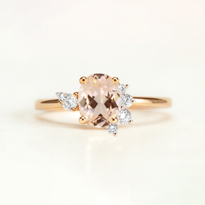 14K Rose Gold Morganite & Diamond Ring