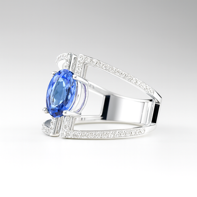 18K White Gold Tanzanite & Diamond Ring
