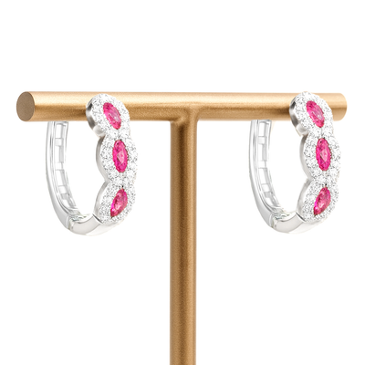 18K White Gold Ruby & Diamond Earrings