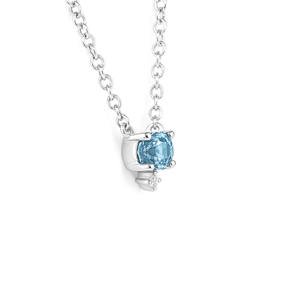 14K White Gold Aquamarine & Diamond Pendant