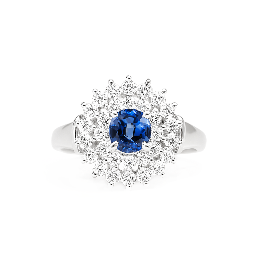 Platinum Sapphire Diamond Ring