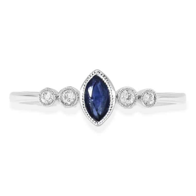 10K White Gold Sapphire & Diamond Ring