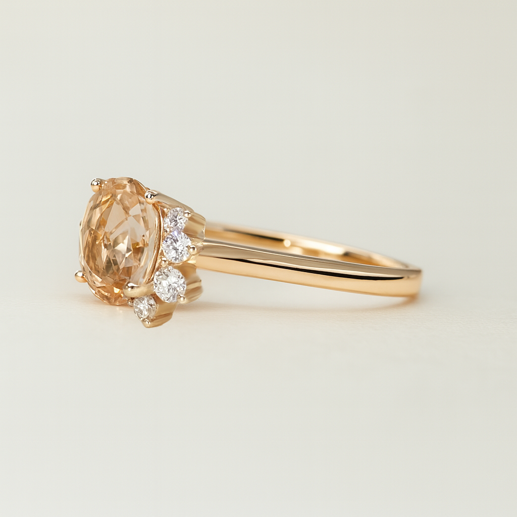 14K Rose Gold Morganite & Diamond Ring