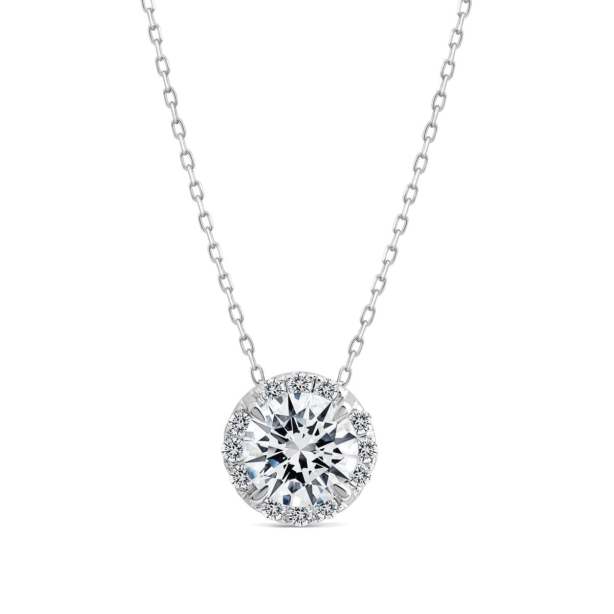 Lab Grown Diamond Halo Slider Pendant in 9ct Gold - Round 0.53ct 9ct White Gold