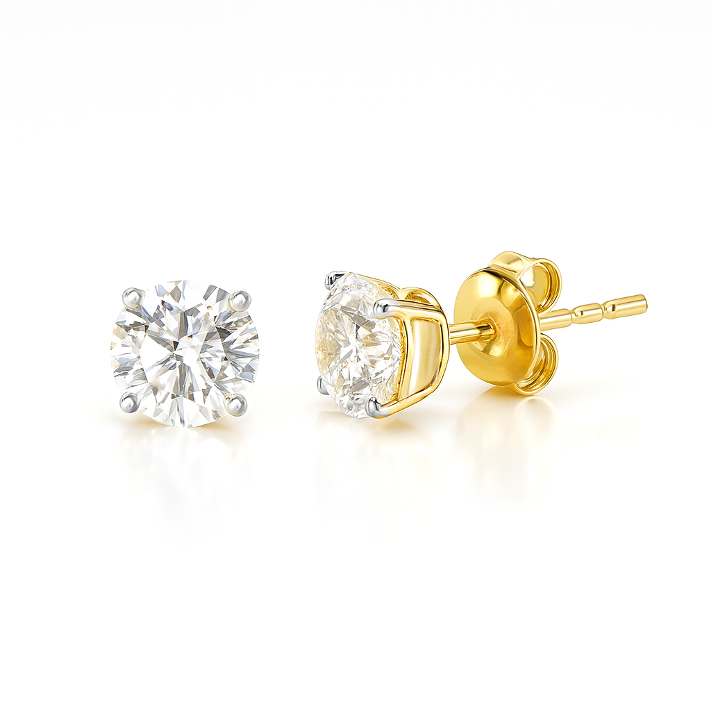 14K Yellow Gold Lab Grown Diamond Earrings, 1.5ct