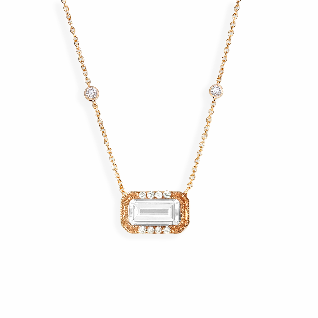 14K Rose Gold Morganite & Diamond Pendant