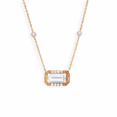 14K Rose Gold Morganite & Diamond Pendant