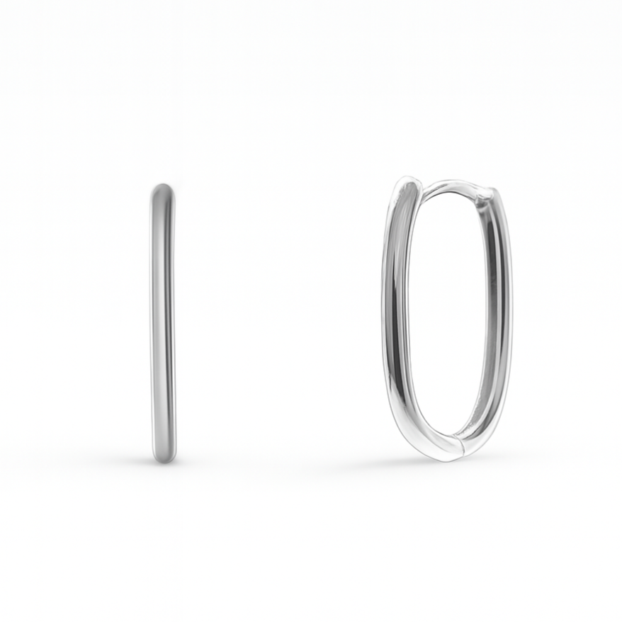 9K White Gold Huggie Earrings