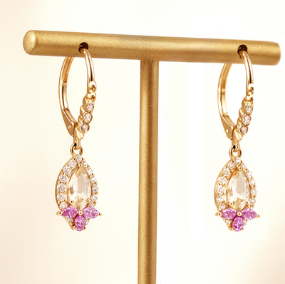 14K Rose Gold Morganite, Diamond and Pink Sapphire Earrings
