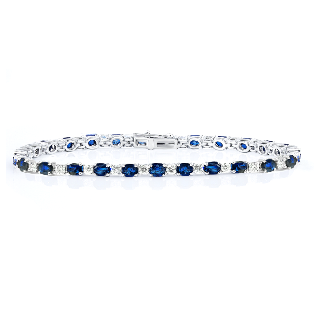 18K White Gold Sapphire & Diamond Bracelet