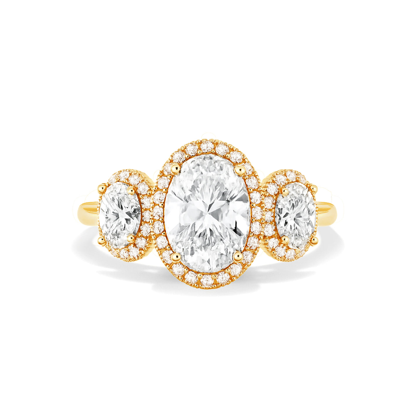 The Brittany Ring - Oval Trilogy with Halos - Lab Grown Diamond