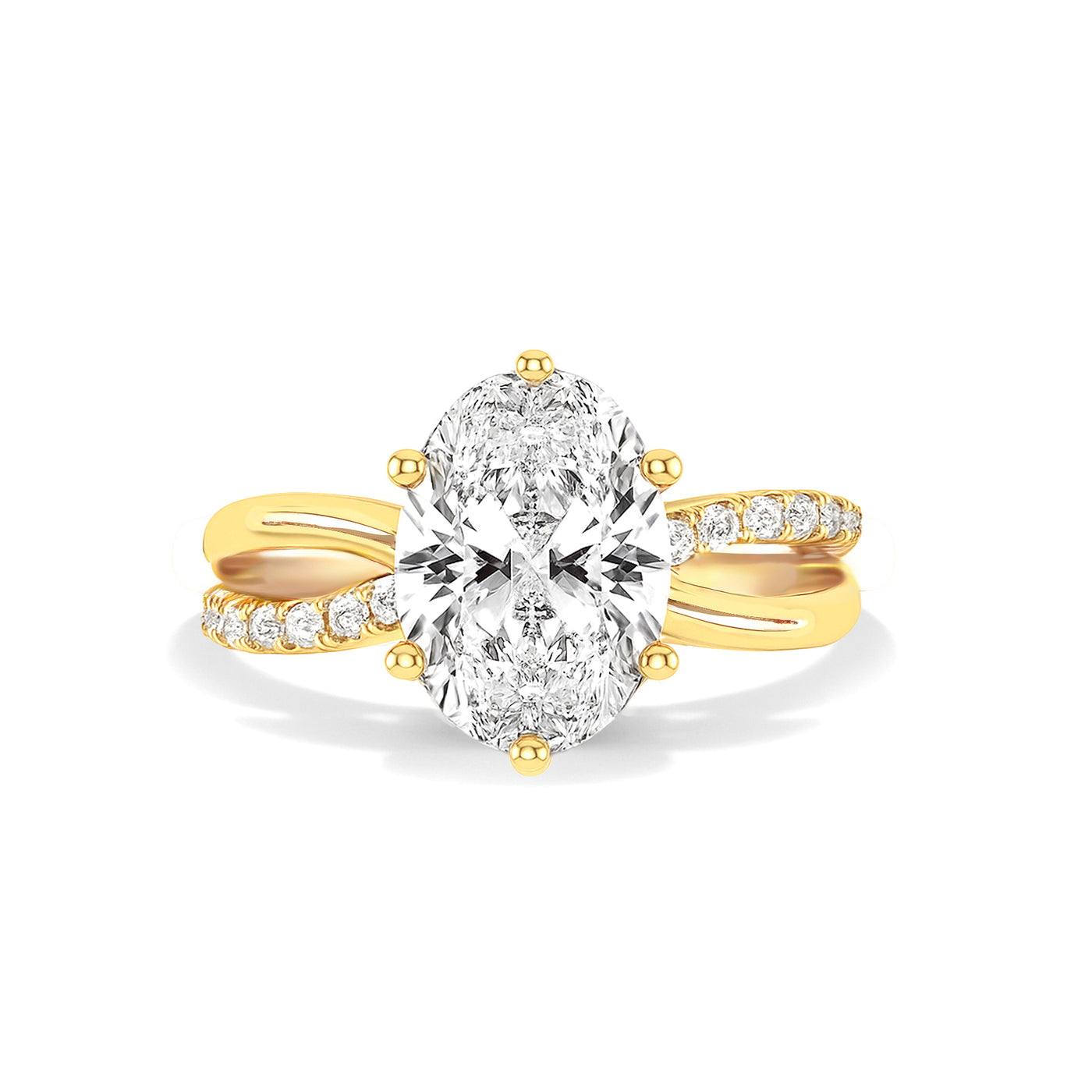 The Selena Ring - Oval Lab Grown Diamond with Twisted Pavé Band and Hidden Halo
