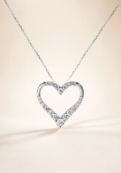 925 Sterling Silver Natural Diamond Heart Pendant