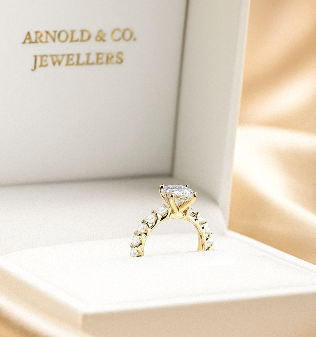 The Diana Ring - Large Diamond Pave Band and Hidden Halo