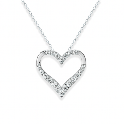 925 Sterling Silver Natural Diamond Heart Pendant