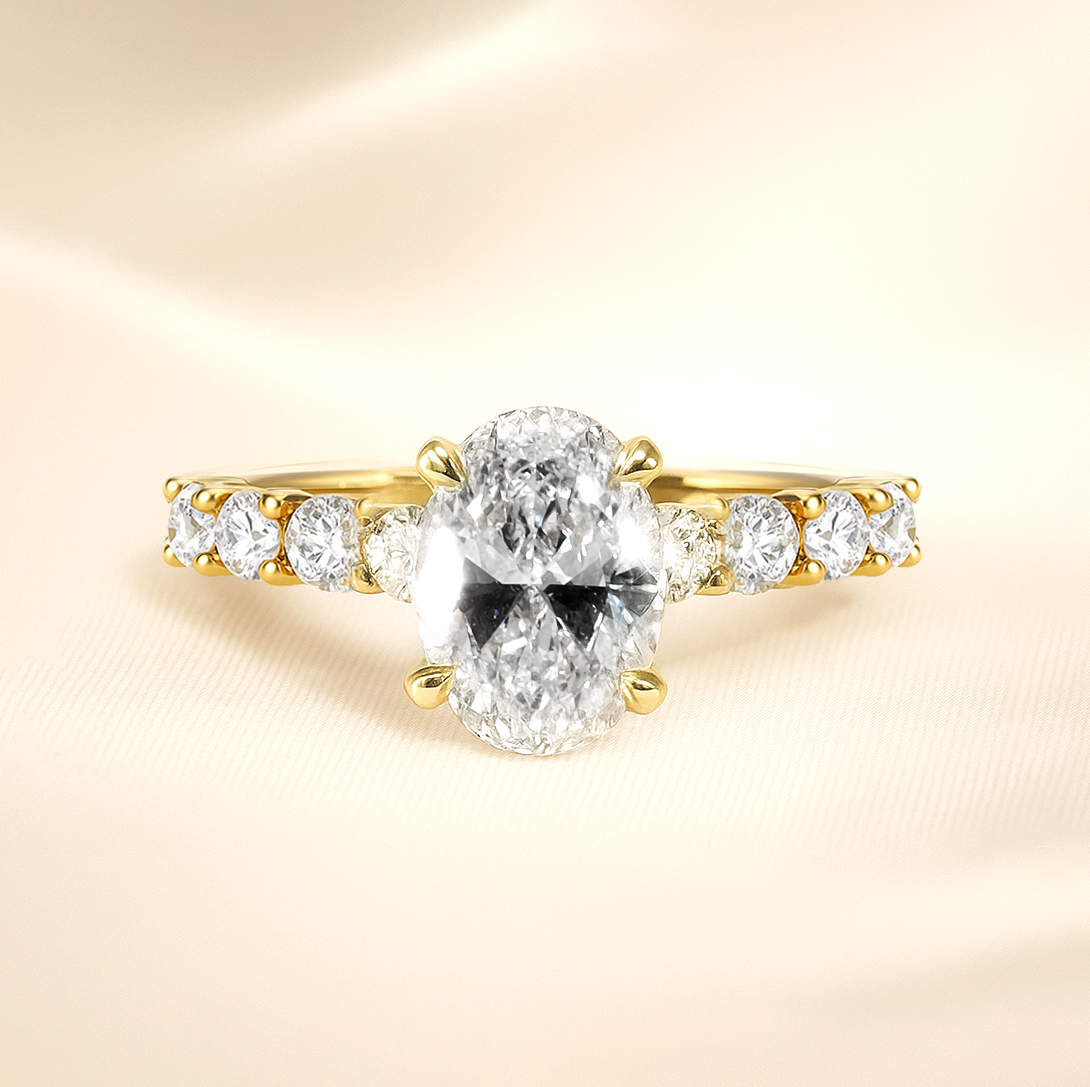 The Diana Ring - Large Diamond Pave Band and Hidden Halo