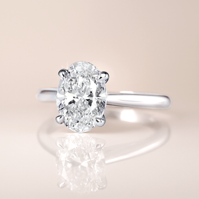 The Brescia Ring - Hidden Halo Cathedral Oval Solitaire - Lab Grow Diamond