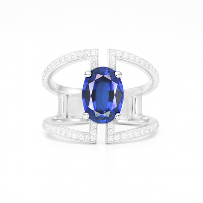 18K White Gold Tanzanite & Diamond Ring