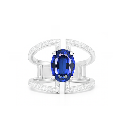 18K White Gold Tanzanite & Diamond Ring