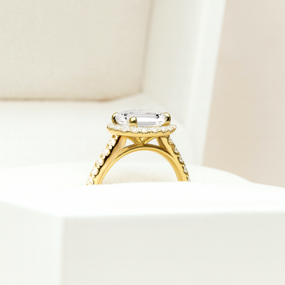 Emerald Lab Grown Diamond Halo Engagement Ring - Louise