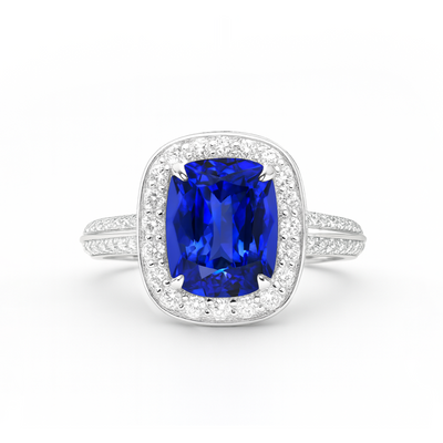 18K White Gold Tanzanite & Diamond Ring