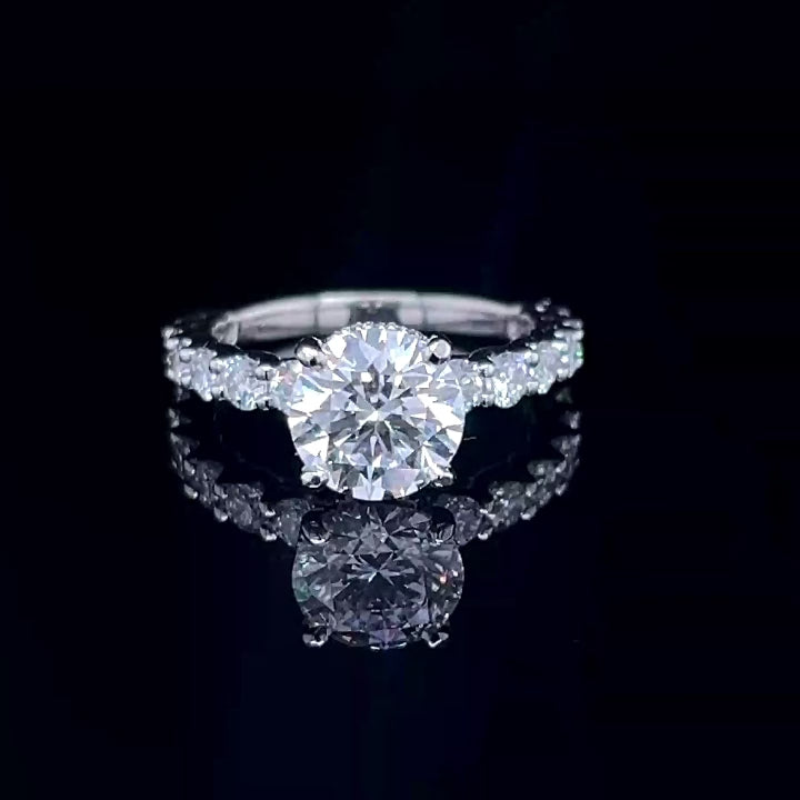 The Diana Ring - Lab Grown Diamond with Large Diamond Pave Band and Hidden Halo