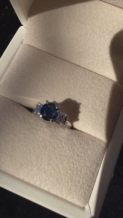Platinum Australian Sapphire & Diamond Ring