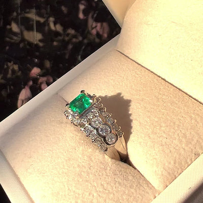 Platinum Emerald & Diamond Ring