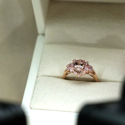 14K Rose Gold Morganite & Diamond Ring