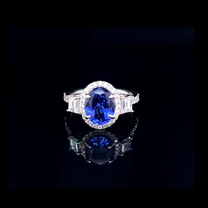 18K White Gold Tanzanite and Diamond Ring