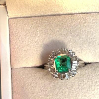 Platinum Emerald & Diamond Ring