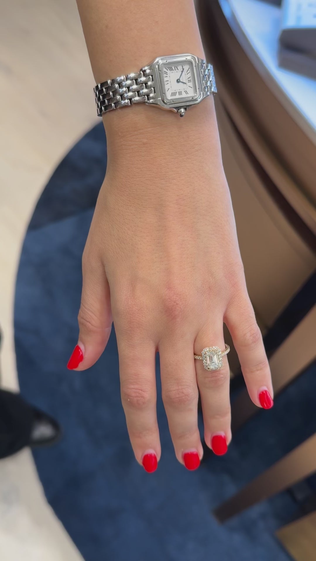 Emerald Lab Grown Diamond Halo Engagement Ring - Louise