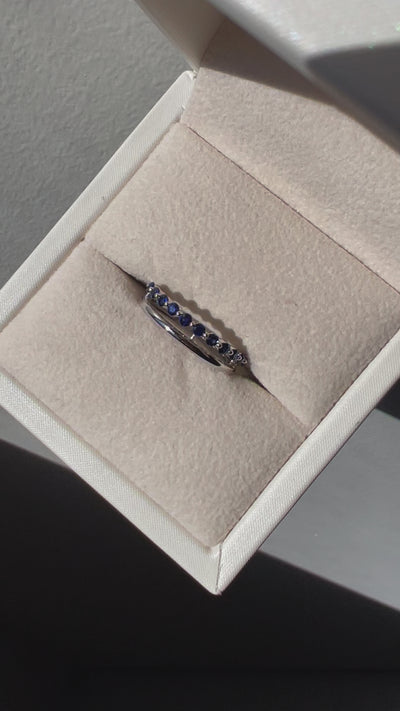 14K White Gold Sapphire Double Ring