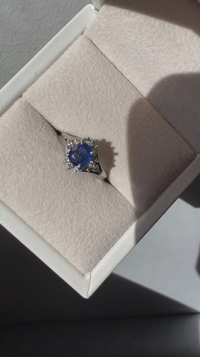Platinum Sapphire & Diamond Ring