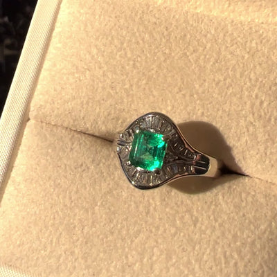 Platinum Emerald & Diamond Ring