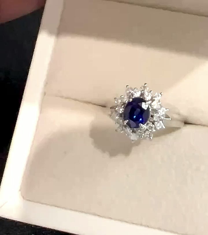 Platinum Sapphire & Diamond Ring