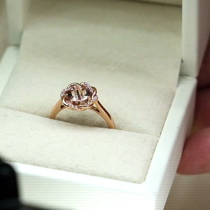 14K Rose Gold Morganite & Diamond Ring