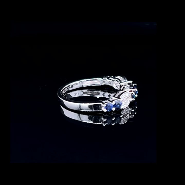 18K White Gold Sapphire & Diamond Ring