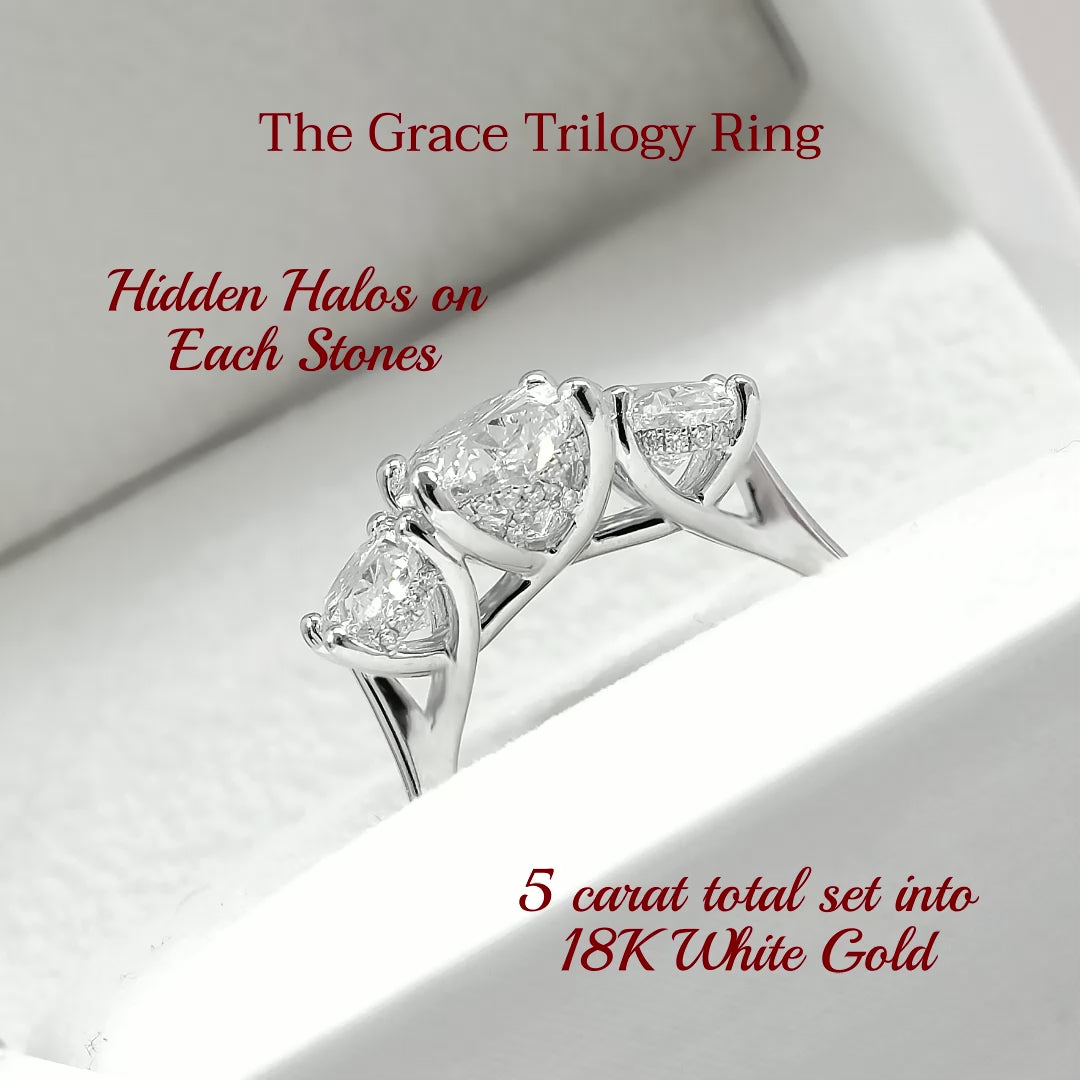 The Grace Ring - Oval Lab-Grown Diamond Trilogy with Hidden Halos