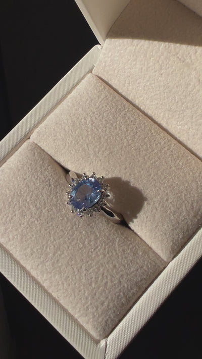 Platinum Australian Sapphire & Diamond Ring