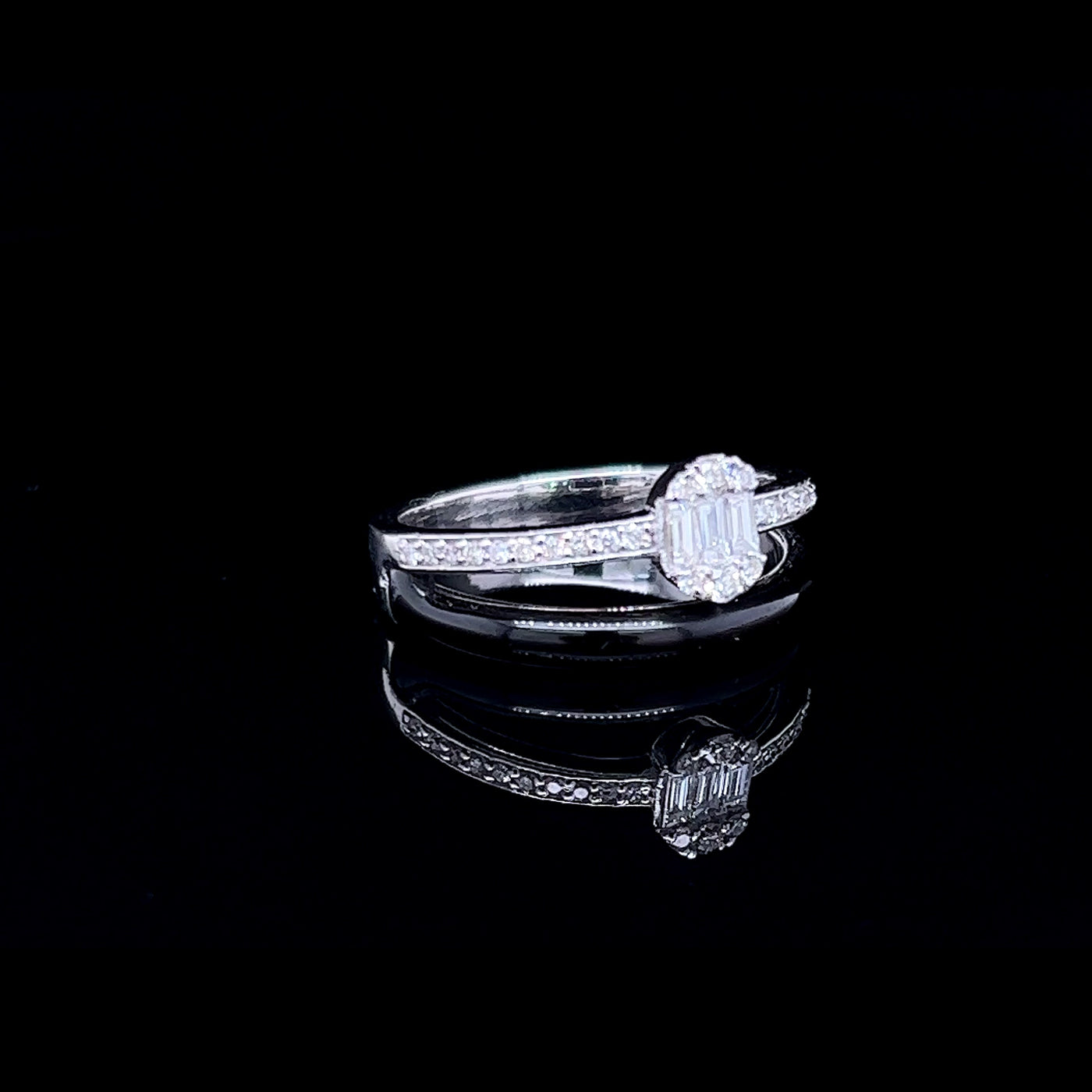 White Gold Enamel and Diamond Ring