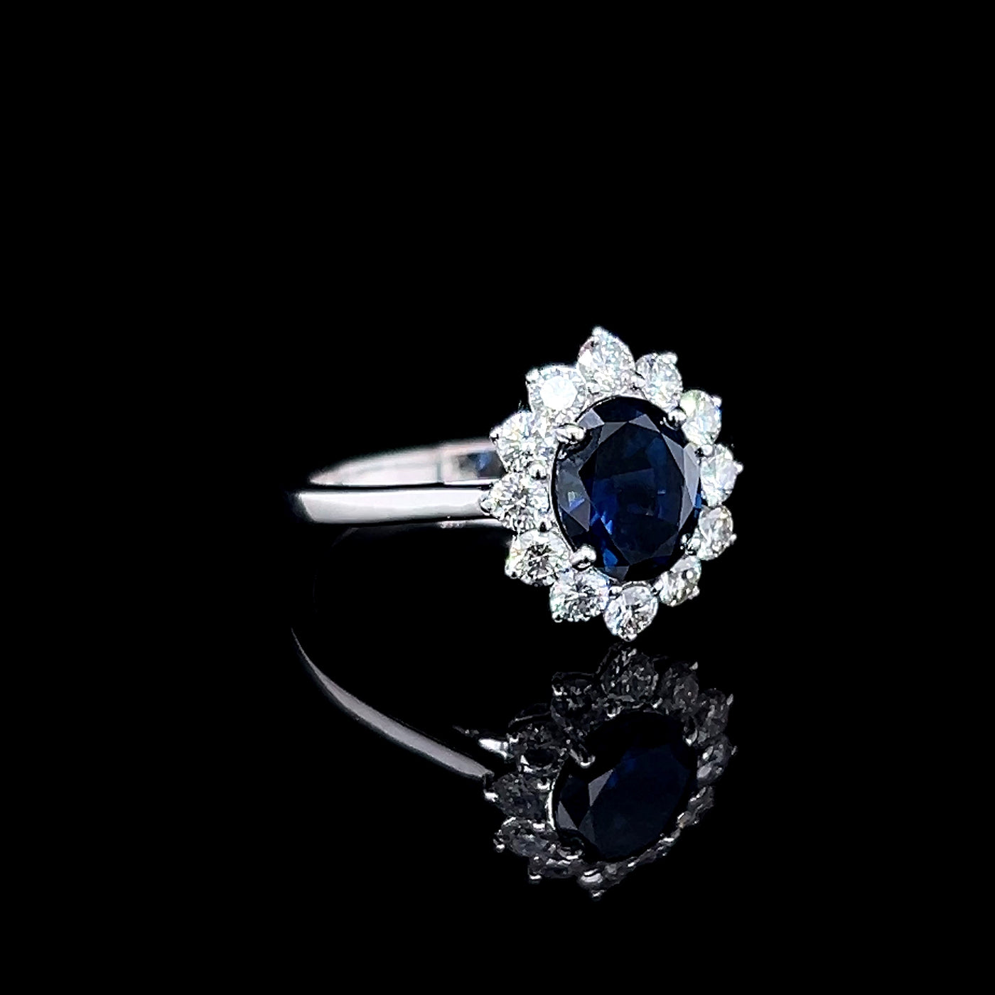 White Gold Blue Sapphire & Diamond Ring