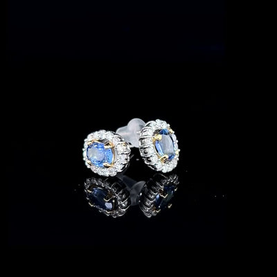 Platinum / 18K Yellow Gold Sapphire and Diamond Earrings