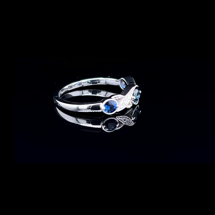 14K White Gold Sapphire & Diamond Ring