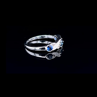 14K White Gold Sapphire & Diamond Ring