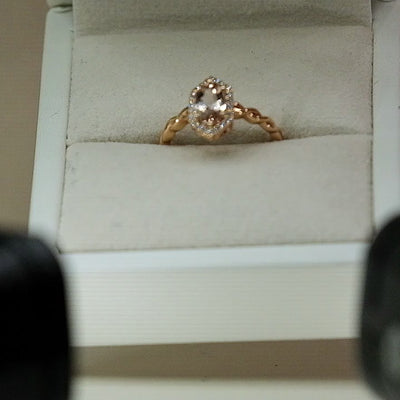 14K Rose Gold Morganite & Diamond Ring