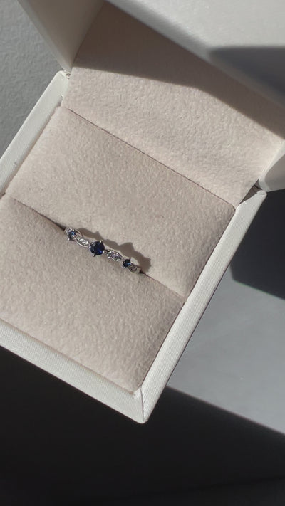 14K White Gold Sapphire & Diamond Ring