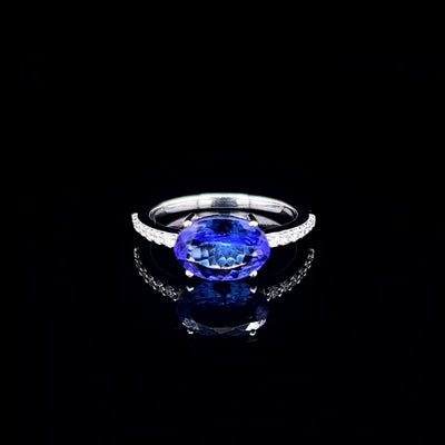 18K White Gold Tanzanite & Diamond  Ring