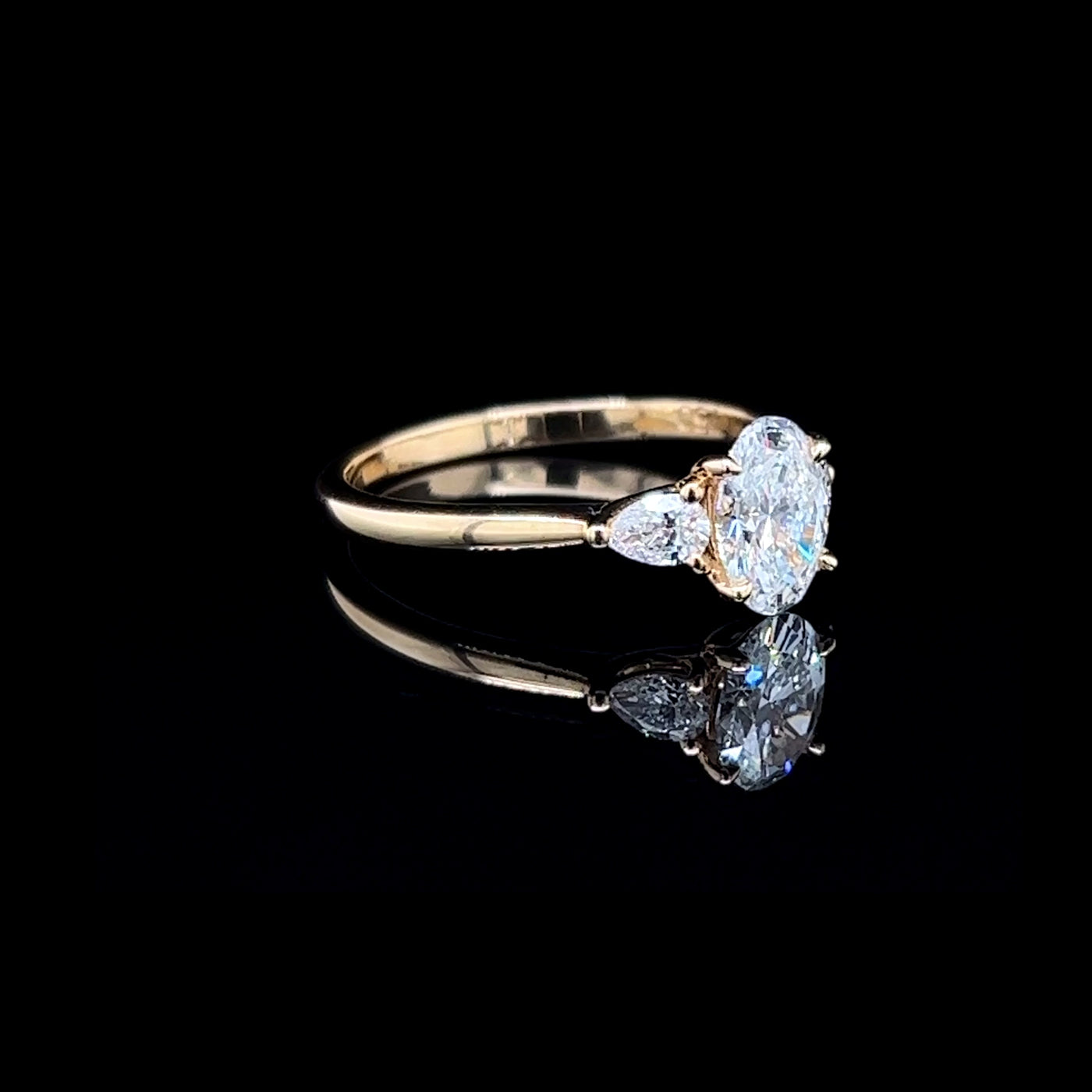 18K Yellow Gold Trilogy Engagement Ring